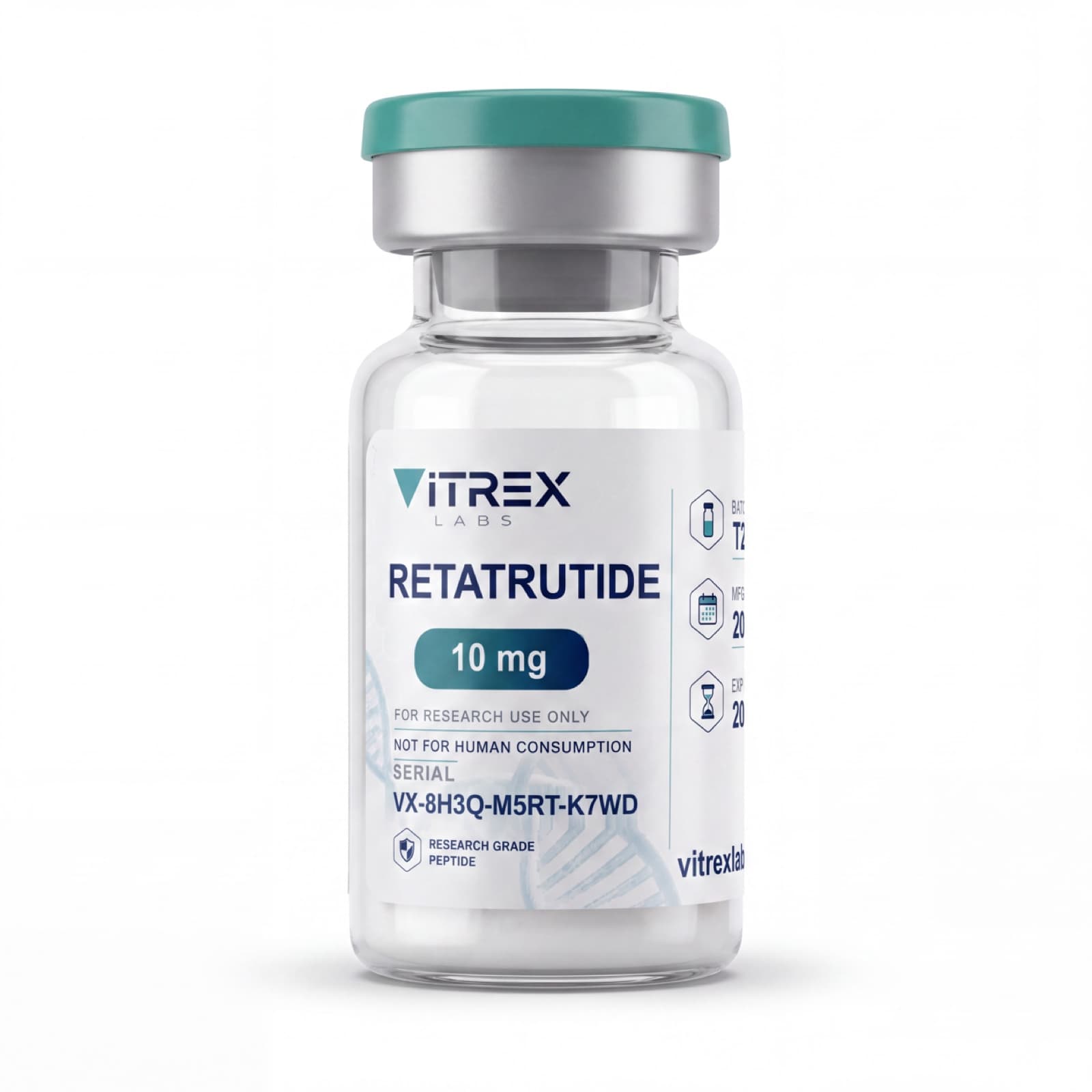 Retatrutida 10 mg — vial de Vitrex Labs