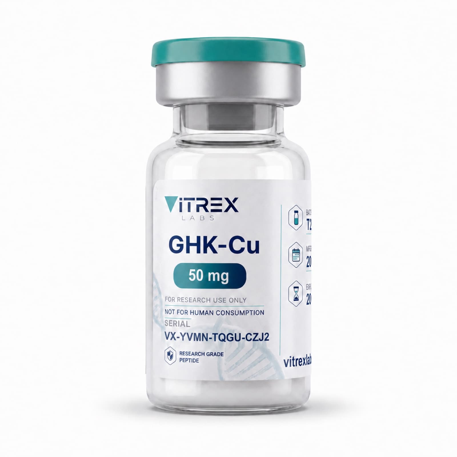 GHK-Cu 50 mg — vial de Vitrex Labs