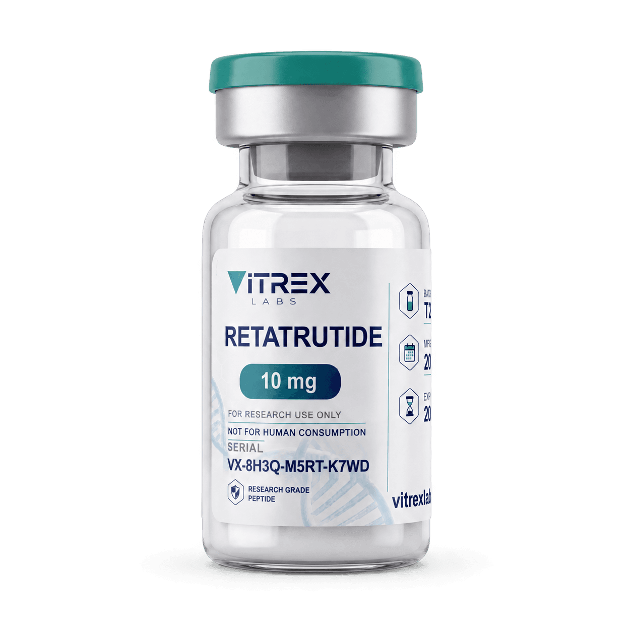 Retatrutida 10 mg — vial de Vitrex Labs